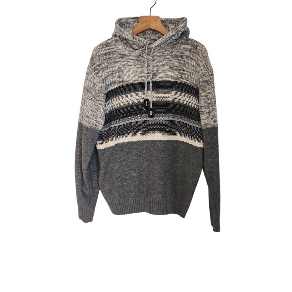 The Slope Sweater Cowl Neck Hooded Knit Black Gray White Unisex‎ Medium